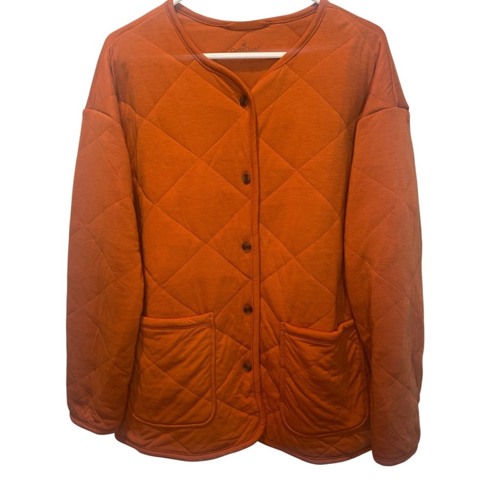 Cuddl Duds Womens Dark Copper Quilted Button Front Cardigan Jacket Large NEW
